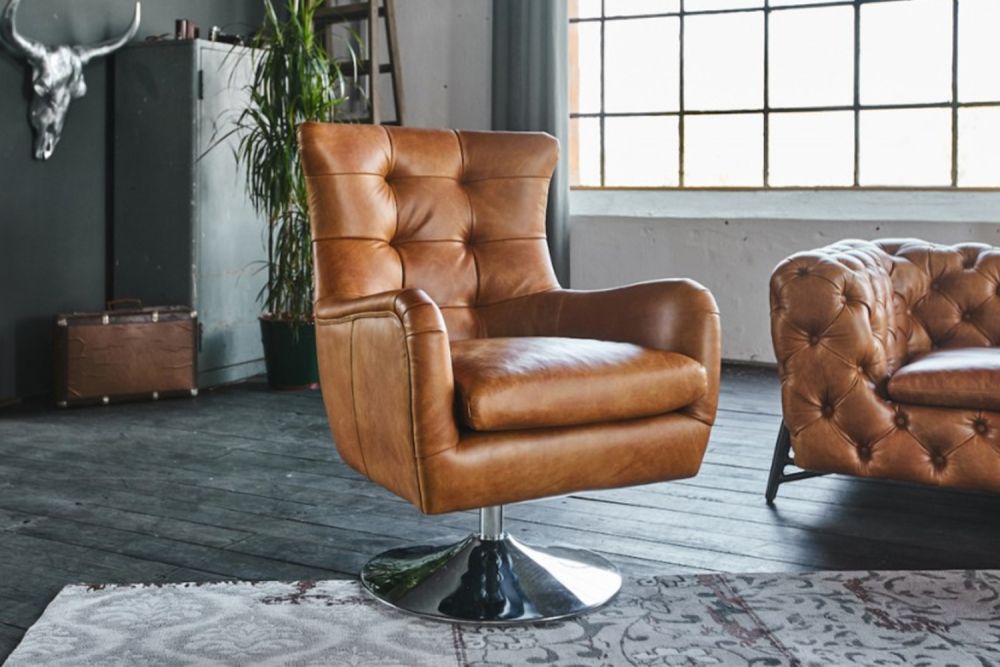 B-Ware KAWOLA Sessel Relexa Leder cognac