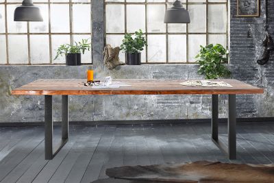 KAWOLA Esstisch GENT massiv mit Baumkante Old Wood 260 cm