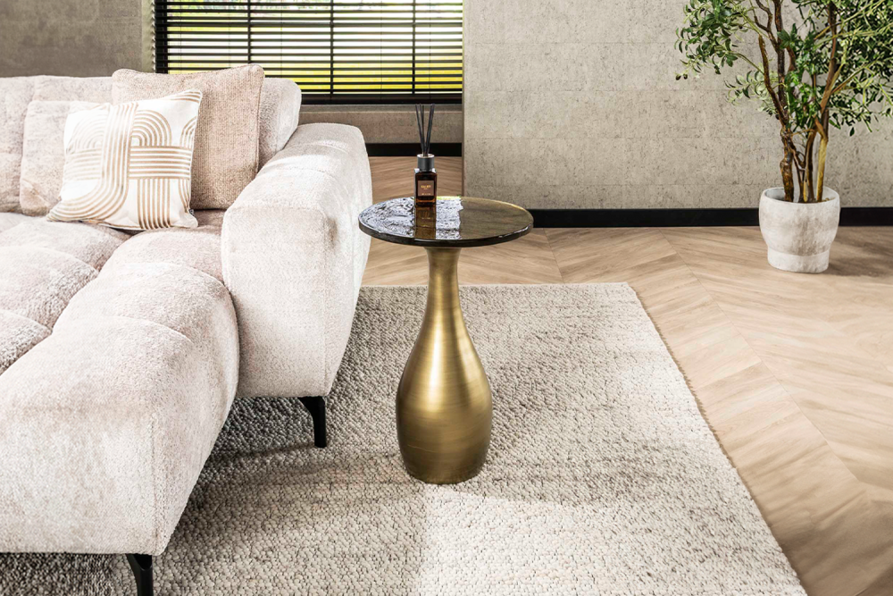 KAWOLA Beistelltisch MOKKA M Glas gold