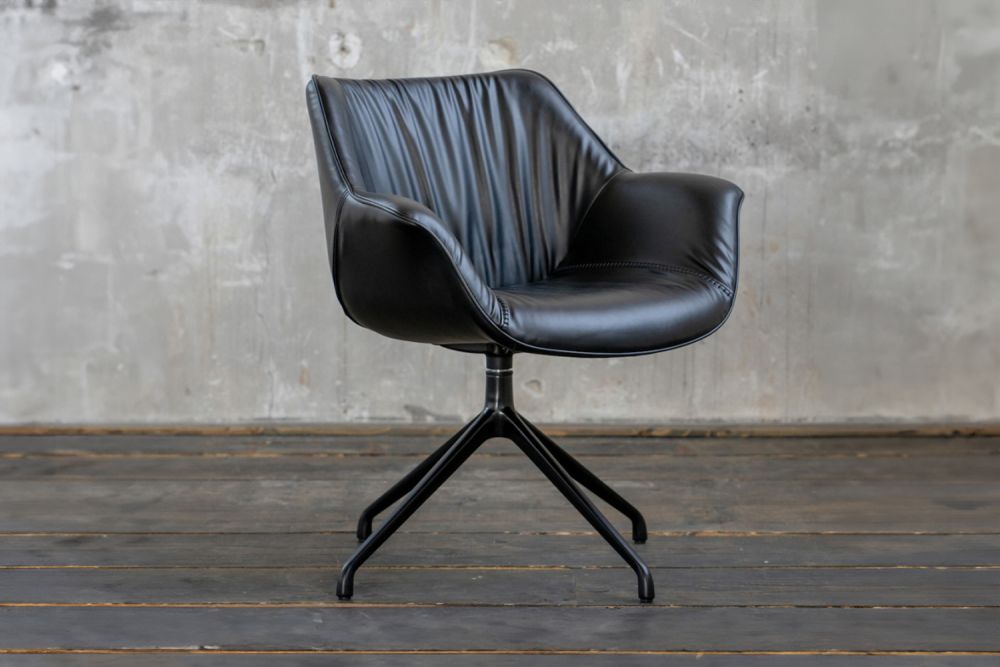 B-Ware KAWOLA Stuhl MINO Esszimmerstuhl Drehstuhl Besprechungstuhl schwarz