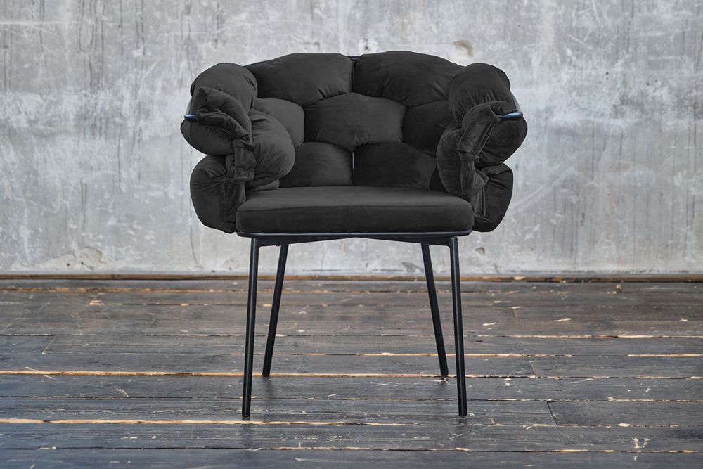 B-Ware KAWOLA Stuhl MONTY Designstuhl Velvet schwarz