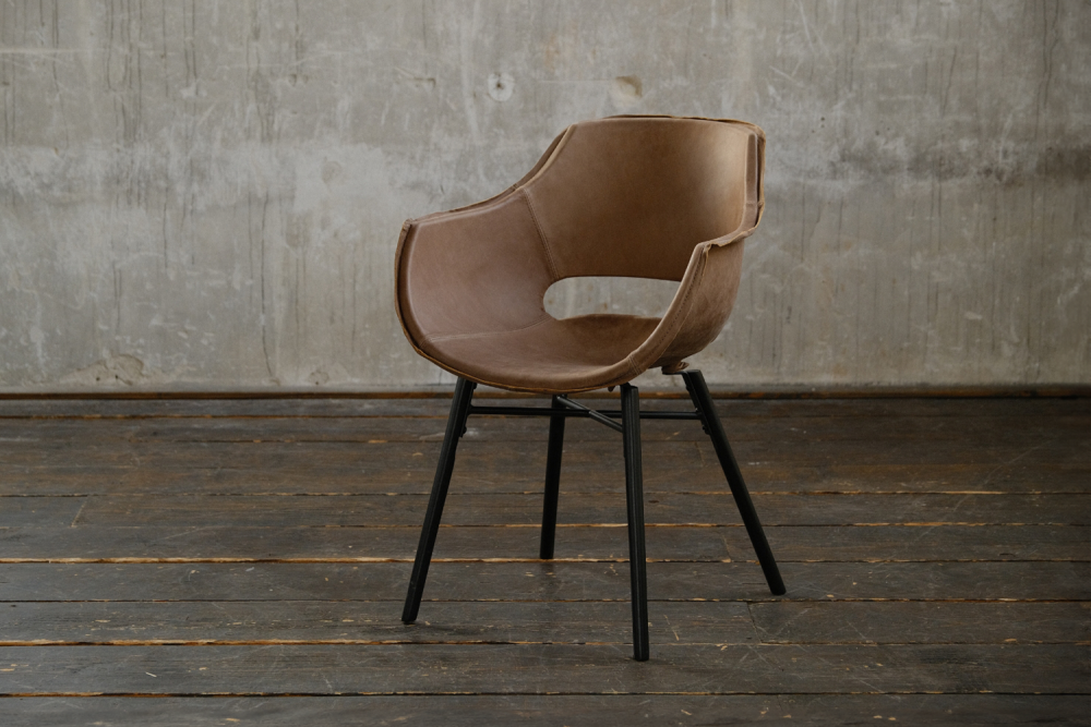 B-Ware KAWOLA Stuhl ZAJA Exklusiv Esszimmerstuhl Echtleder cognac