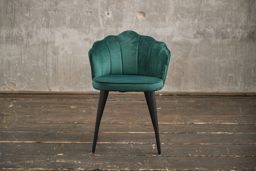 B-Ware KAWOLA Stuhl SALLY Esszimmerstuhl Velvet grün Fuß schwarz