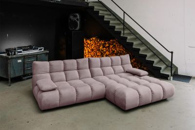 KAWOLA Sofa VIVIEN Ecksofa Velvet roségrau