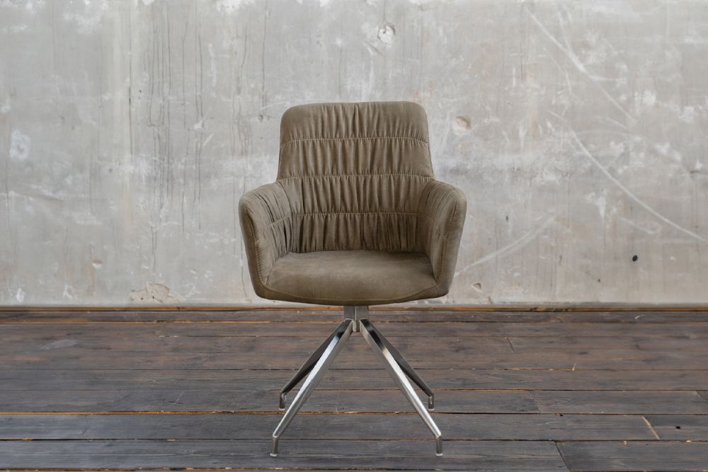 B-Ware KAWOLA Stuhl NIXIE mit Drehfunktion Stoff graugrün