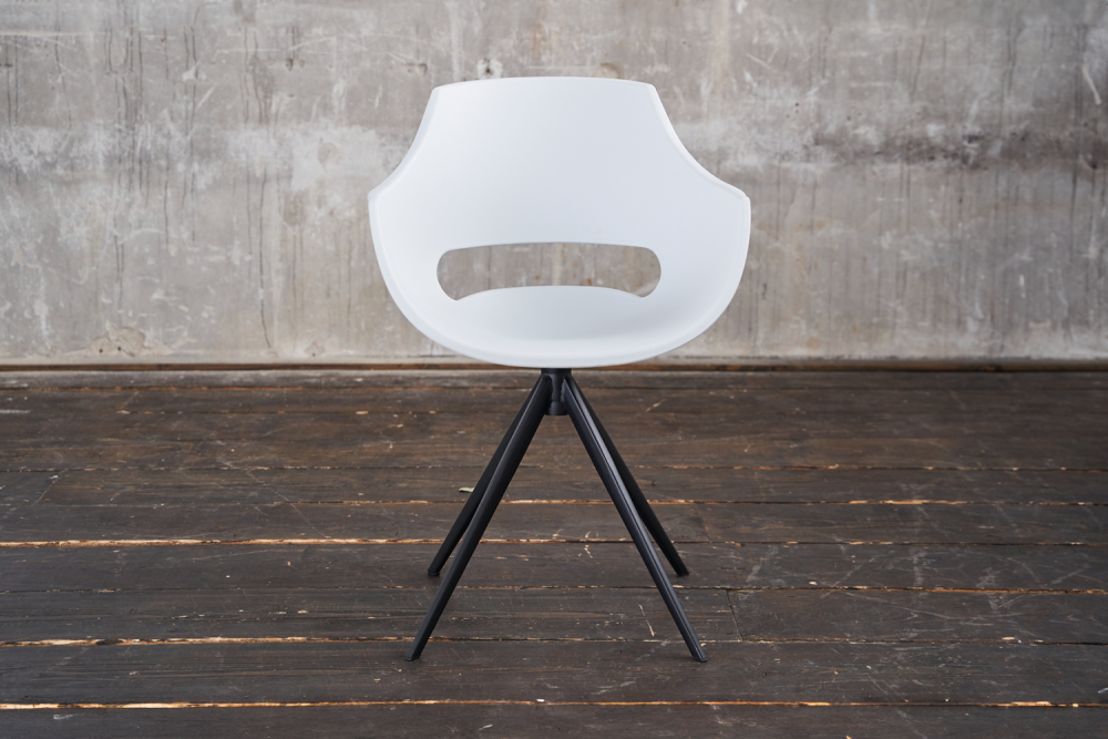 B-Ware KAWOLA Stuhl ZAJA Esszimmerstuhl Kunststoff drehbar weiß