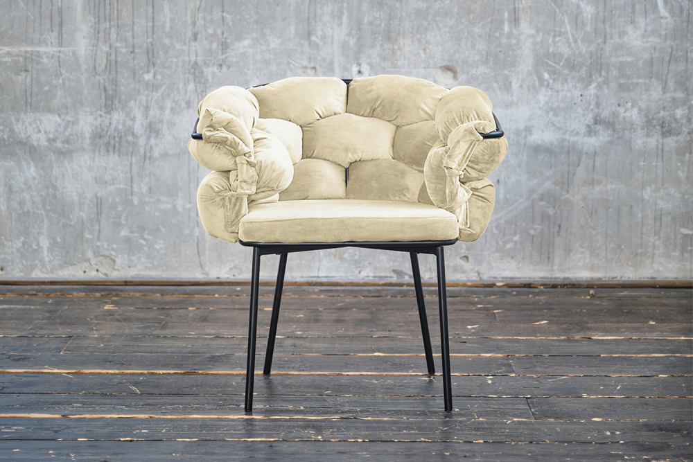 B-Ware KAWOLA Stuhl MONTY Designstuhl Velvet cremeweiß
