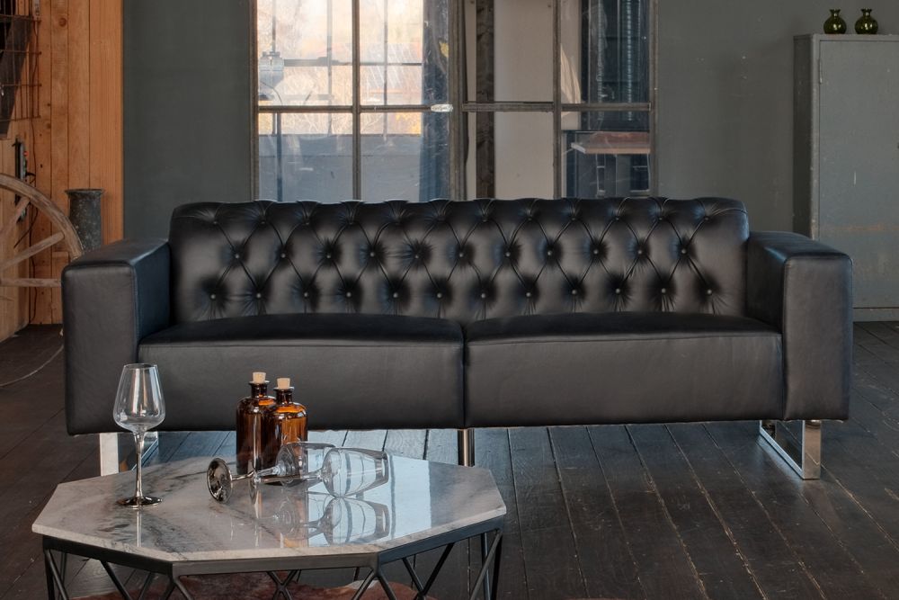 B-Ware KAWOLA Sofa NILO Ledersofa 3-Sitzer Leder schwarz