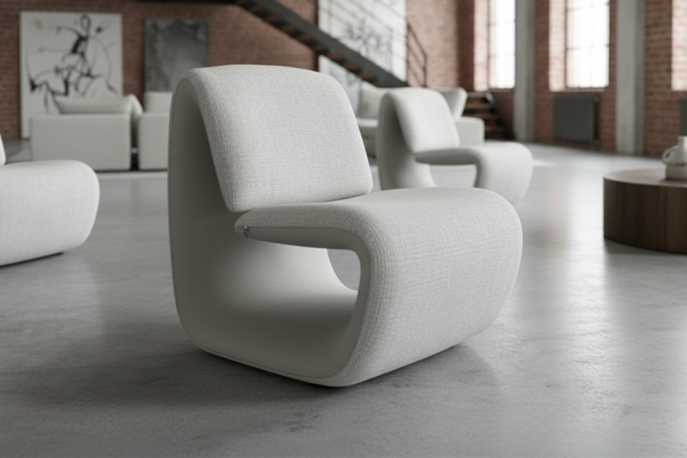 KAWOLA Sessel HAZEL Loungesessel Stoff / Kunstleder grau