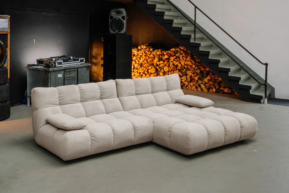 KAWOLA Sofa VIVIEN Ecksofa Feincord beige