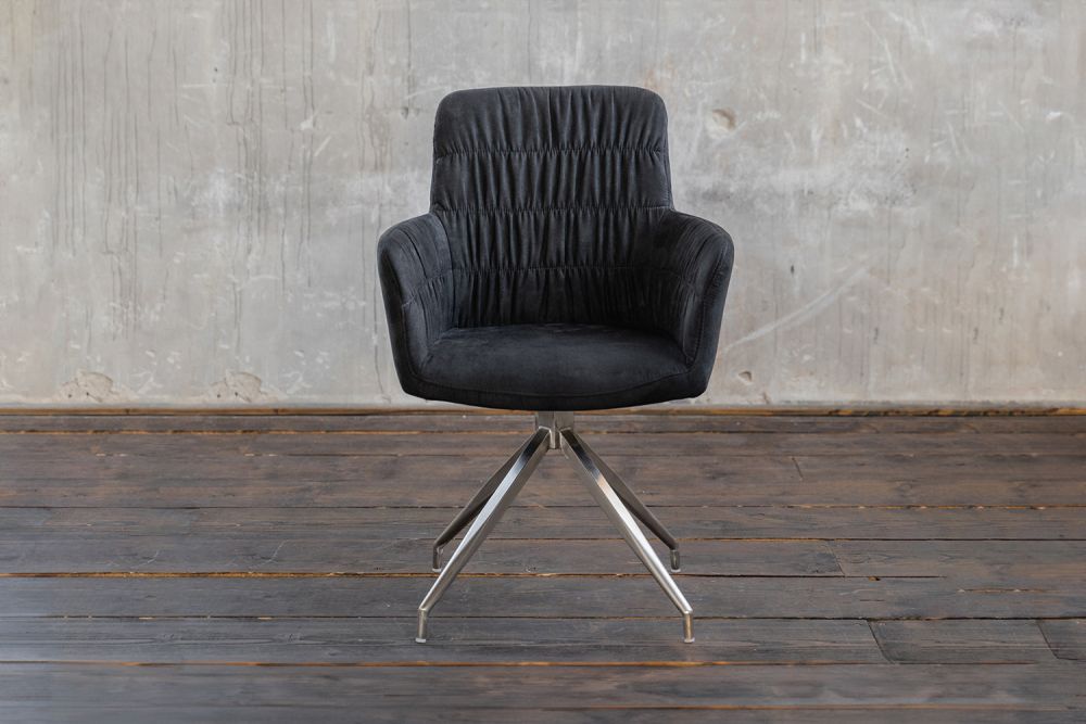 B-Ware KAWOLA Stuhl NIXIE mit Drehfunktion Stoff schwarz