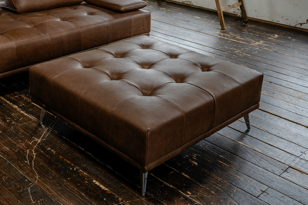 KAWOLA Hocker WIOLO Leder dunkelbraun