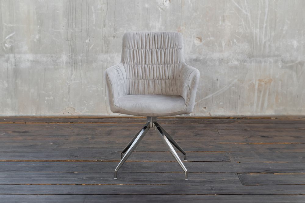 B-Ware KAWOLA Stuhl NIXIE mit Drehfunktion Stoff beige