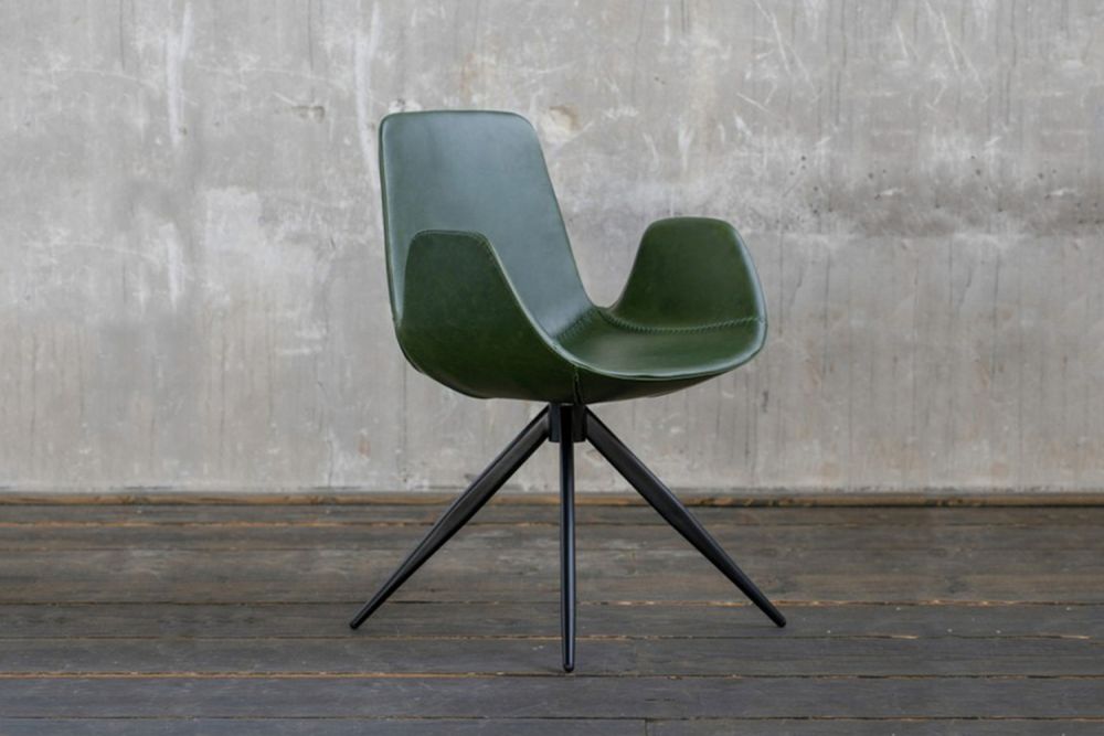 B-Ware KAWOLA Stuhl QUEN Drehstuhl Kunstleder grün