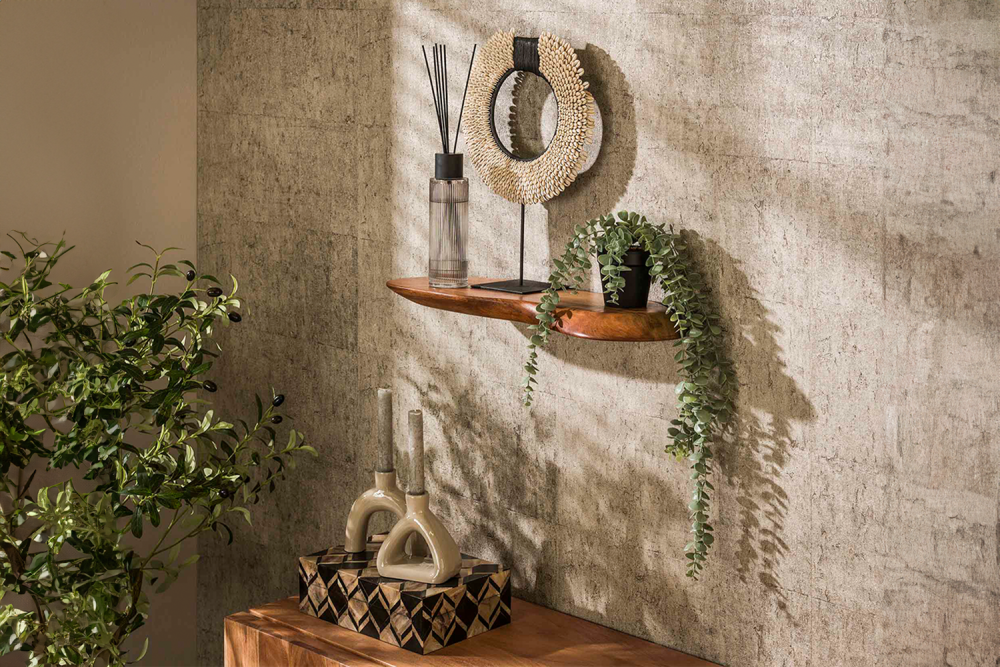 KAWOLA Wandregal HUZO 60 cm Akazie massiv natur