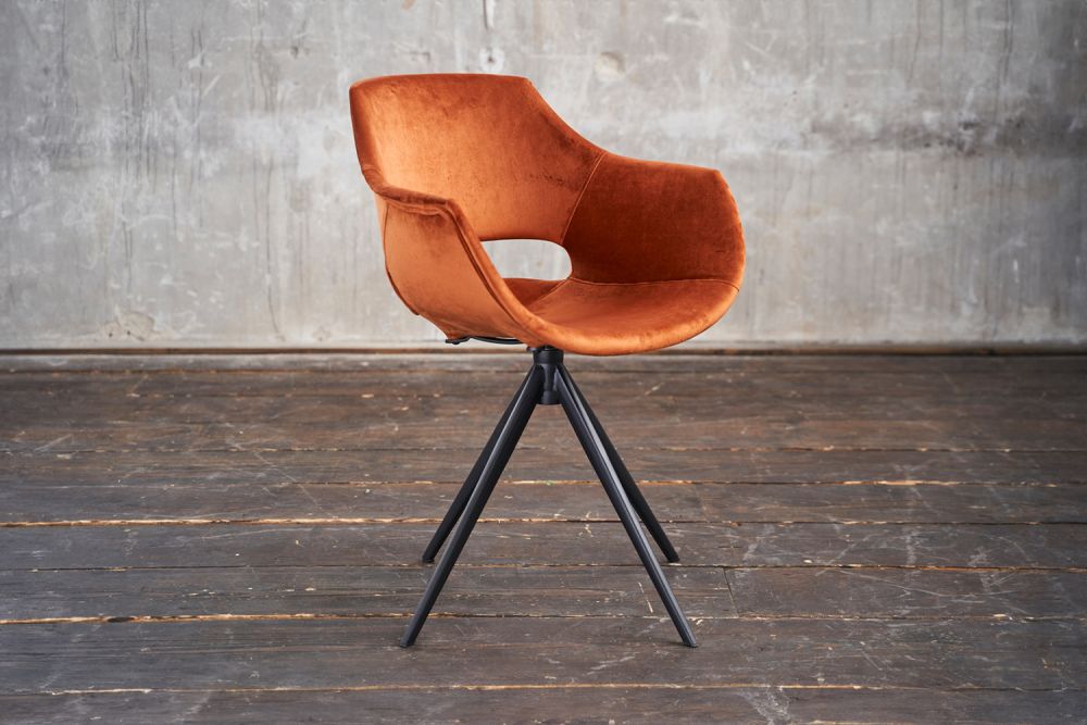 B-Ware KAWOLA Stuhl ZAJA Esszimmerstuhl Velvet drehbar cognac