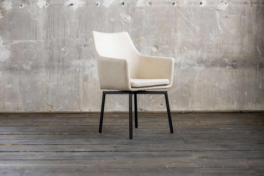 B-Ware Stuhl Cali Sessel Stoff Esszimmerstuhl creme Füße matt-schwarz