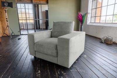 KAWOLA Sessel MADELINE Cord hellgrau