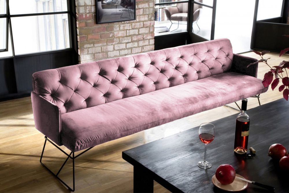 B-Ware KAWOLA Esszimmerbank CHARME Velvet rosa 186cm